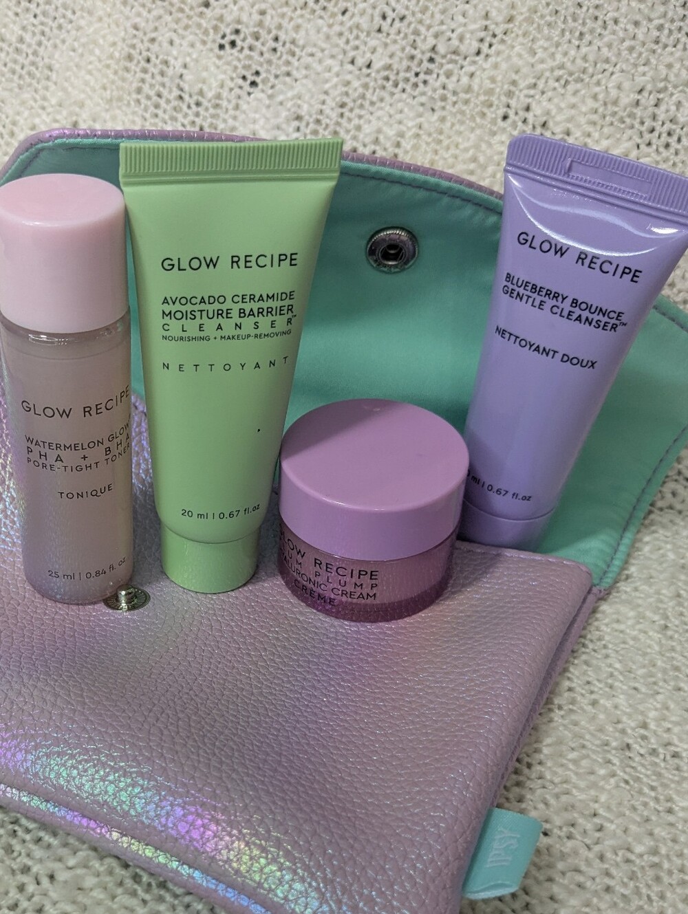 Glow Recipe Avocado/Blueberry Cleanser, Watermelon Toner/Hyaluronic Cream Bundle